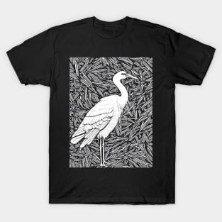 LONELY CRANE BLACK AND WHITE T-Shirt